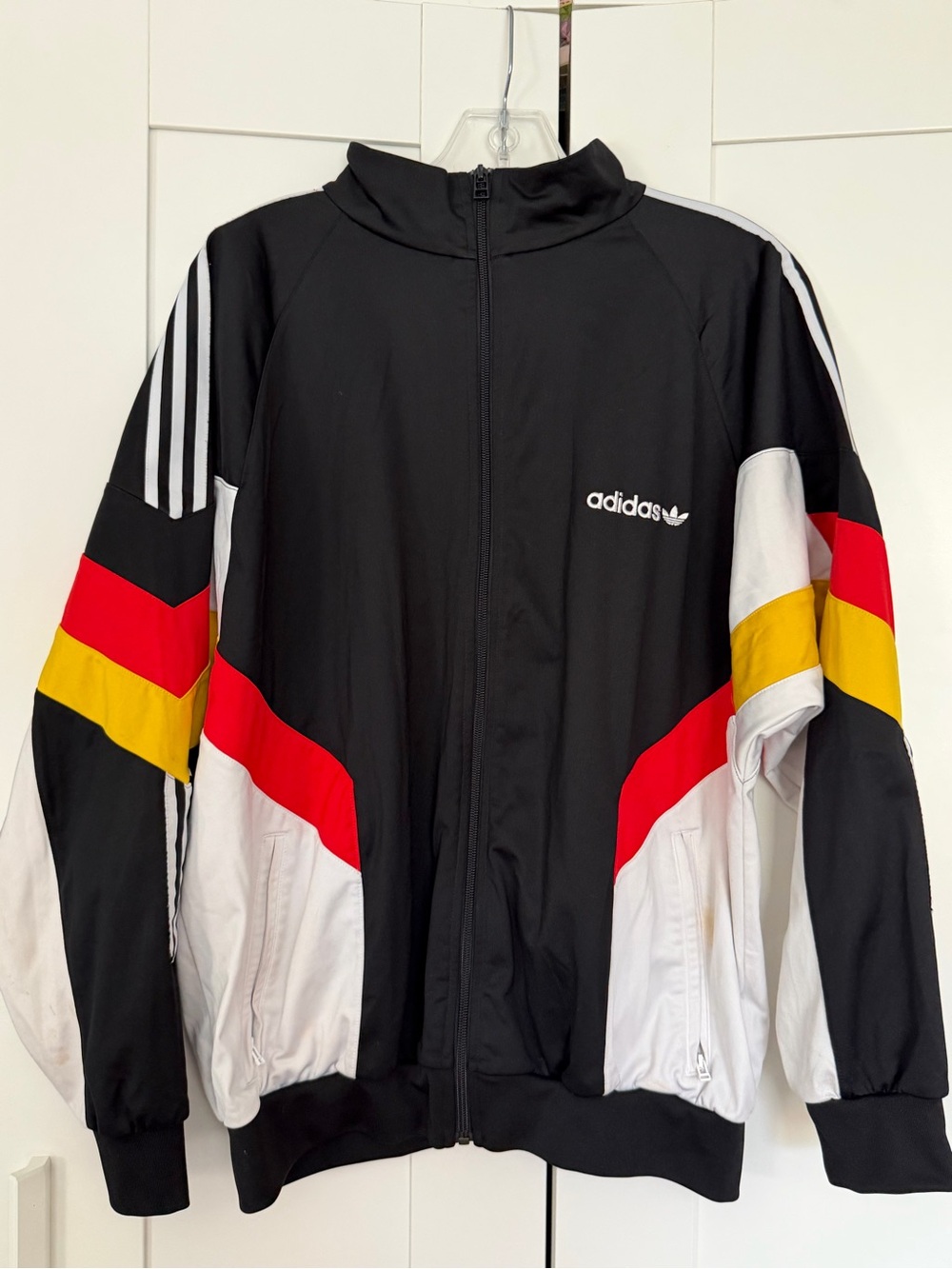 Adidas Men’s Black Retro Track Jacket with Red & Yellow Accents - Picture 2 of 6